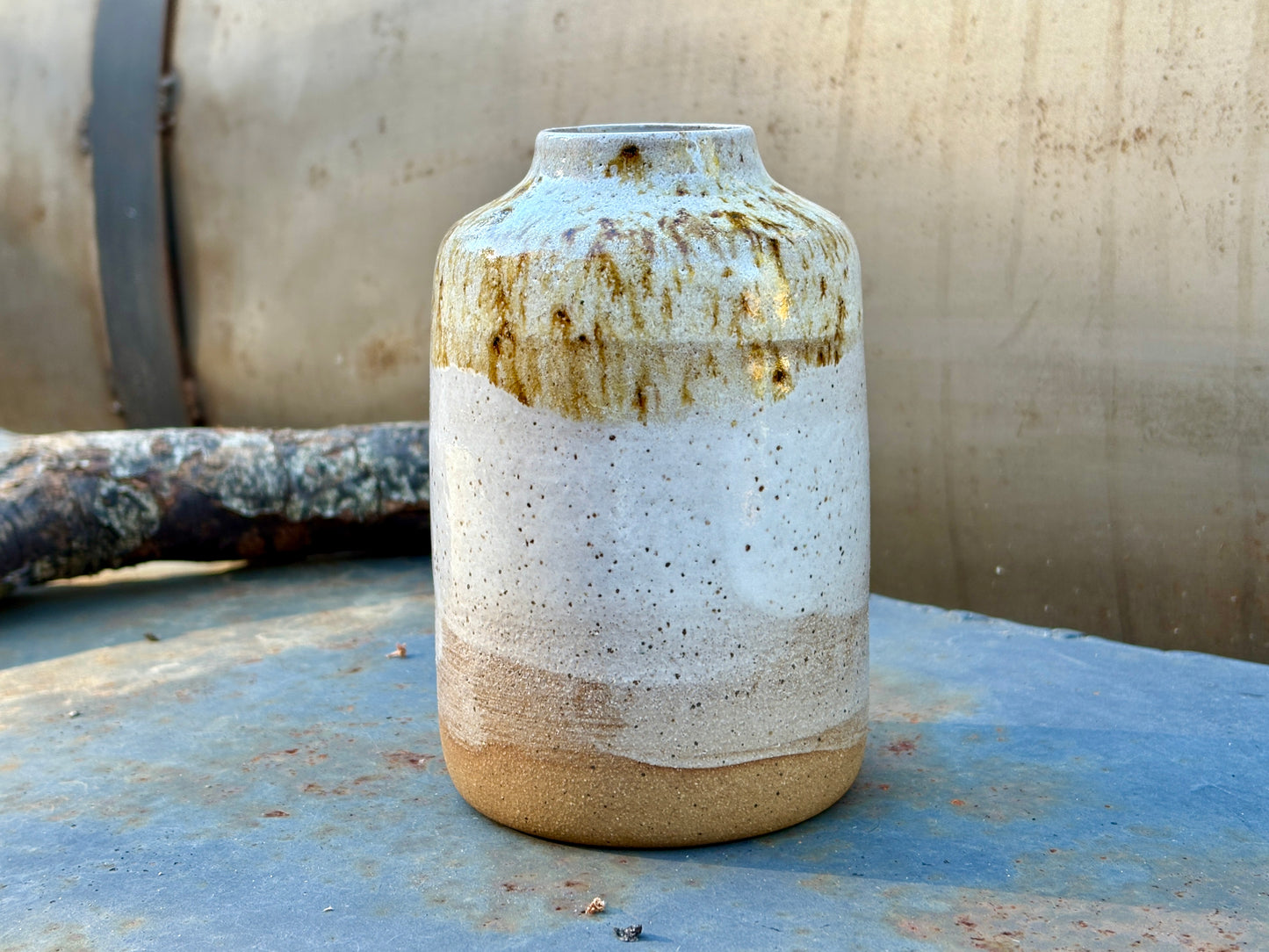 Vase- speckled white