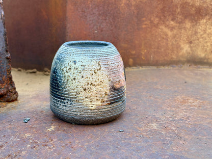 Vase- textured black clay