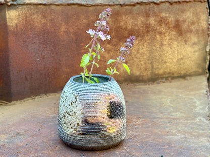 Vase- textured black clay