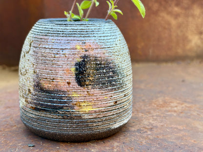 Vase- textured black clay