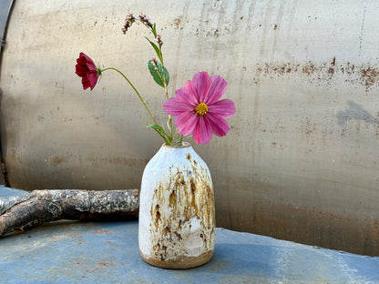 Vase- speckled white bottle