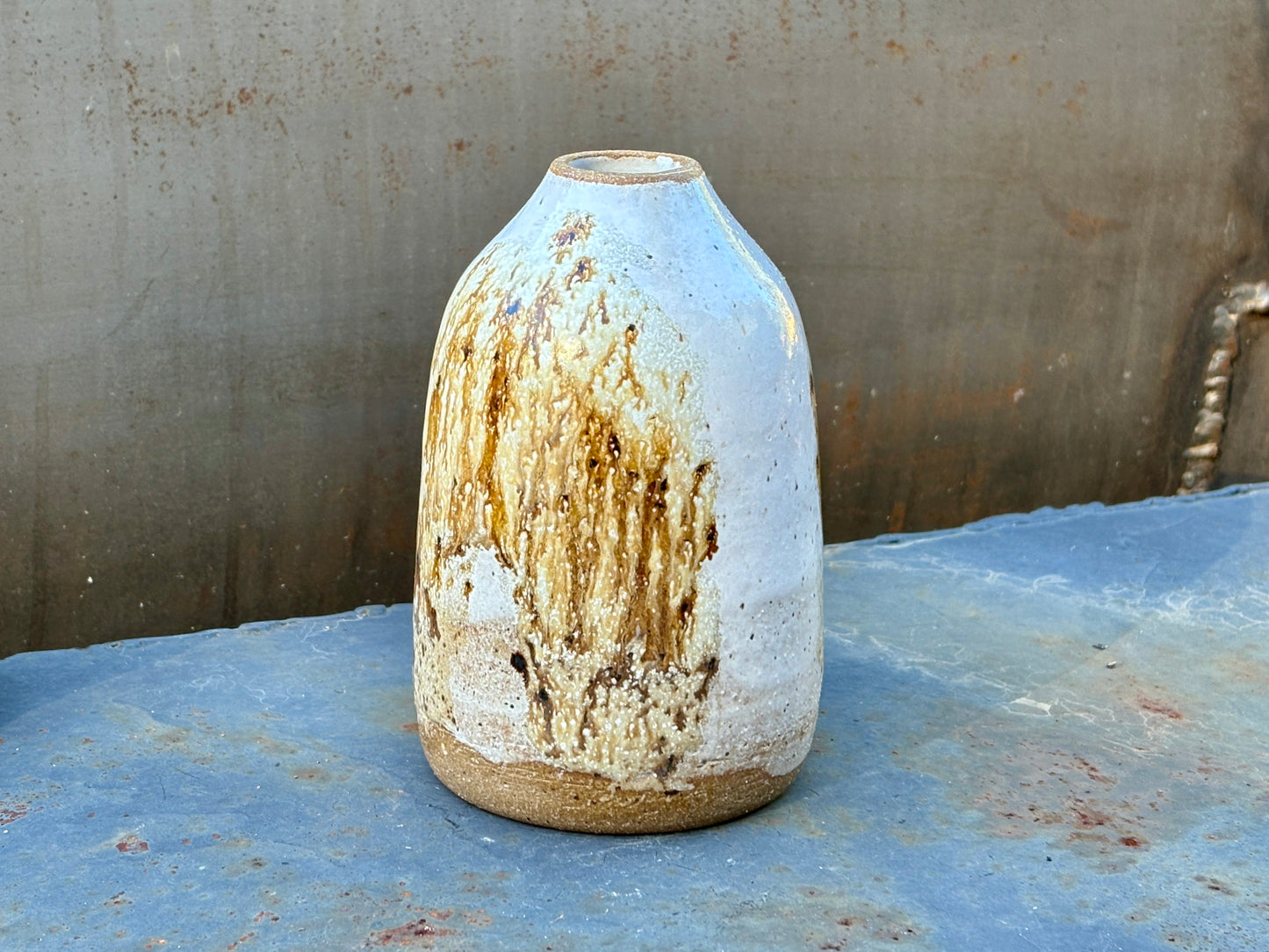Vase- speckled white bottle