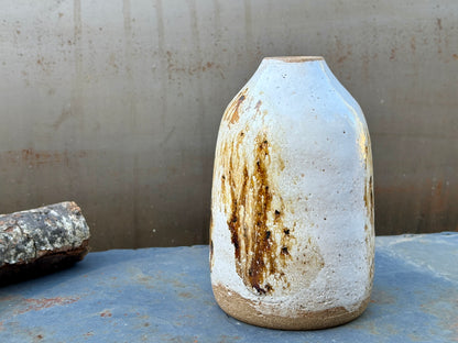Vase- speckled white bottle