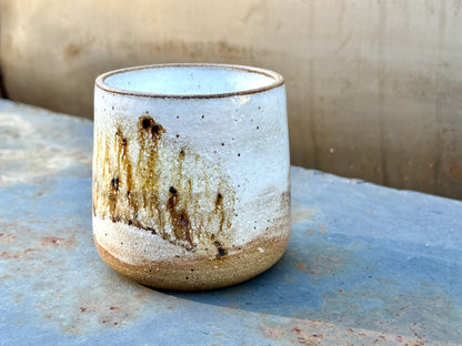 Speckled white cup- raw rim
